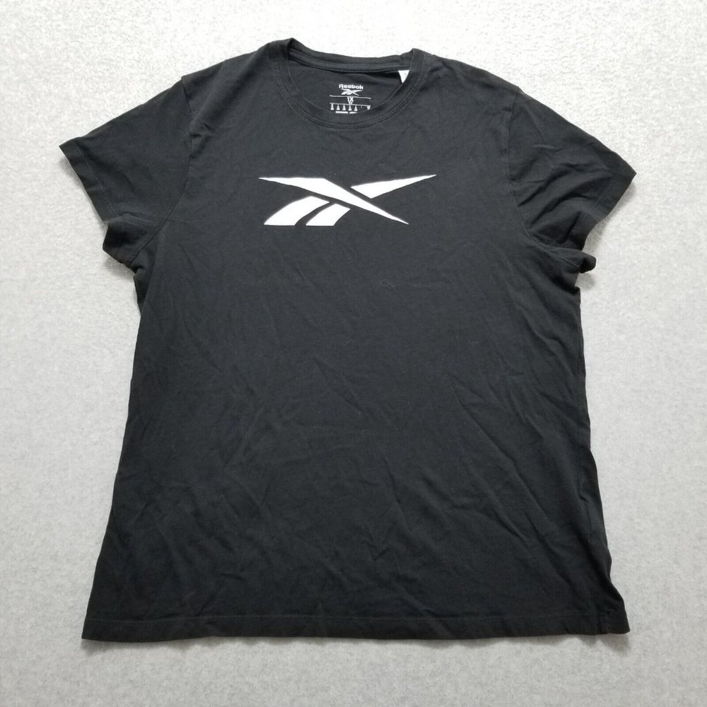 Reebok‎ Shirt Womens 1X Black Short Sleeve Logo